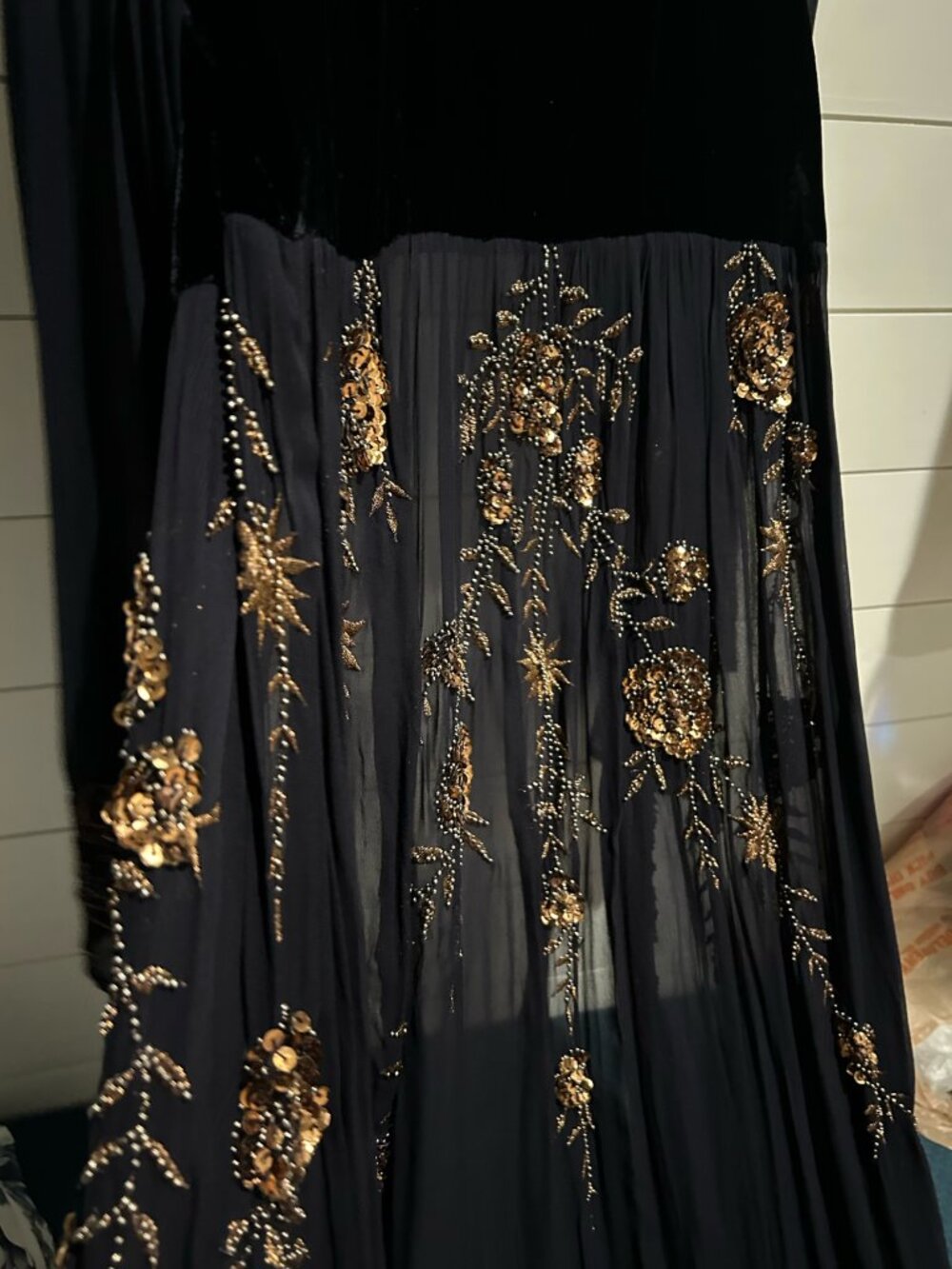 Free People Navy Beaded Sheer Maxi Kimono Duster NWT $800 Retail - Picture 5 of 6